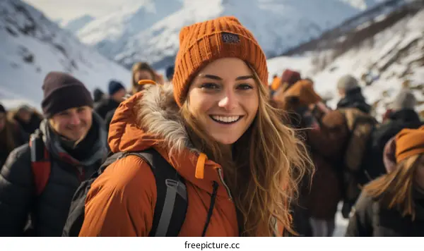 portrait of a smiling woman in a winter setting