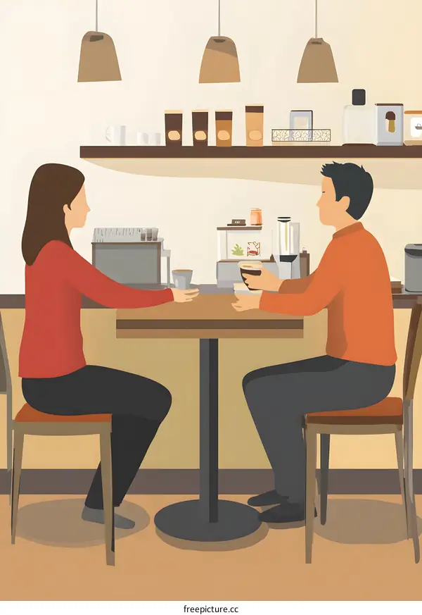 Couple Enjoying Coffee Together at a Cafe