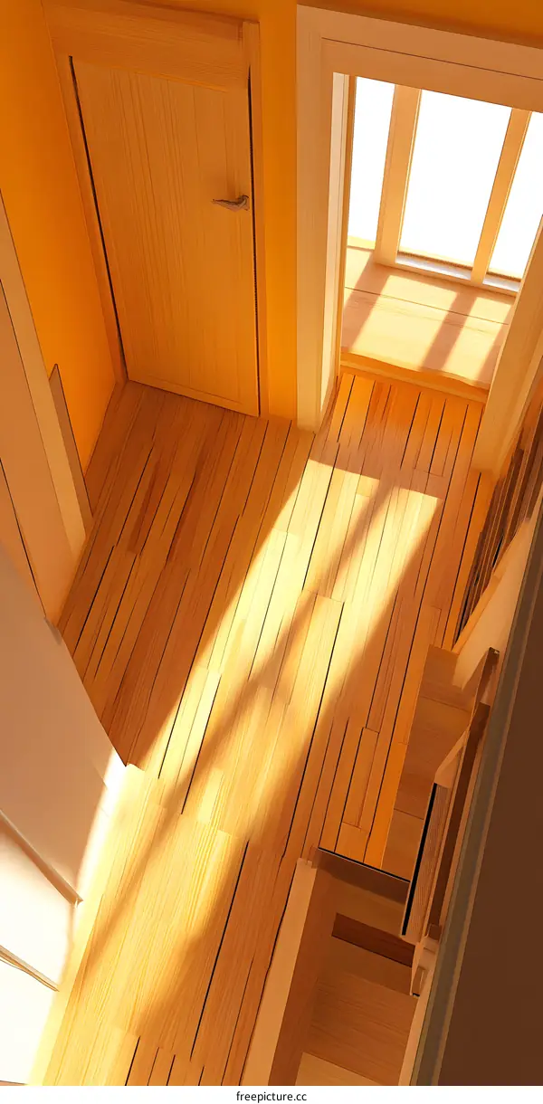 Sunlight Streaming Through the Window in a Wooden House
