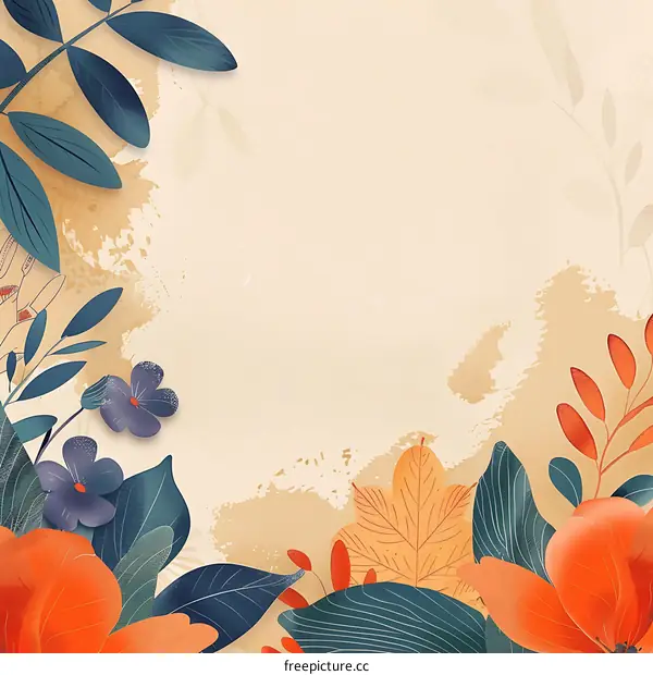 Floral Background Design With Leaves and Flowers