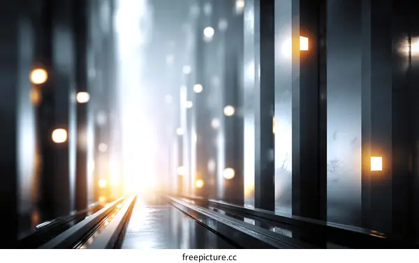 Abstract Futuristic Corridor with Light Beams