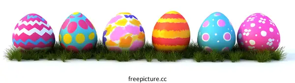 Colorful Easter Eggs on Grass
