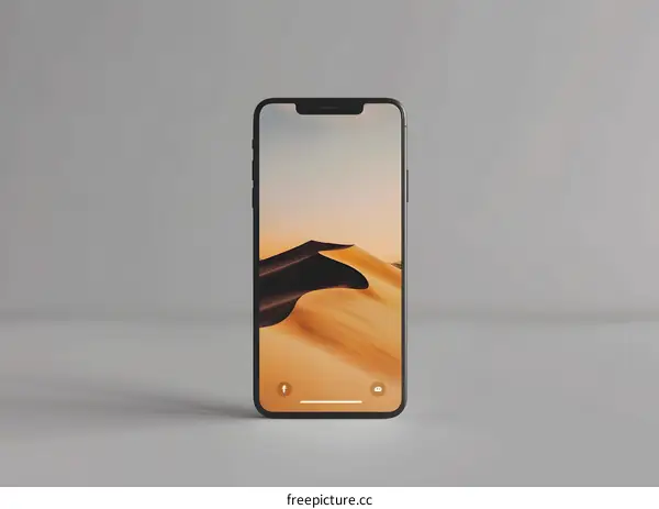 Black Smartphone with Desert Background