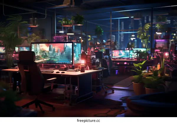 futuristic gaming room interior design