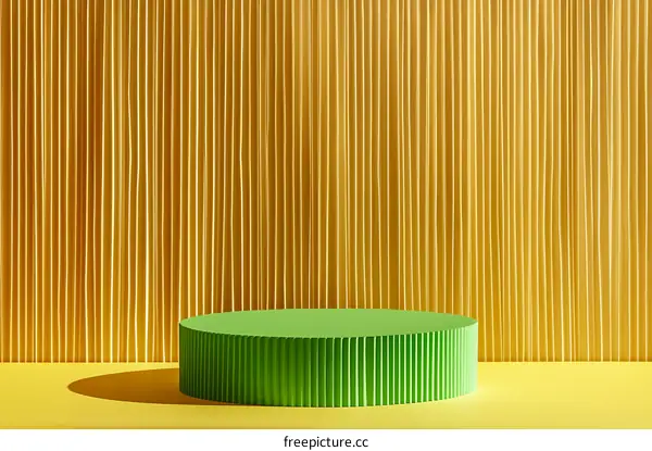 Abstract Geometric Green Podium on Yellow Background