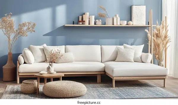 Modern Minimalist Living Room with Sectional Sofa