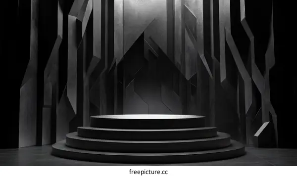 Dark Gray Geometric Abstract Podium Scene