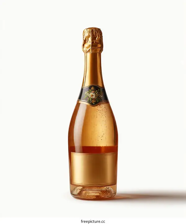 Gold Champagne Bottle with Empty Label