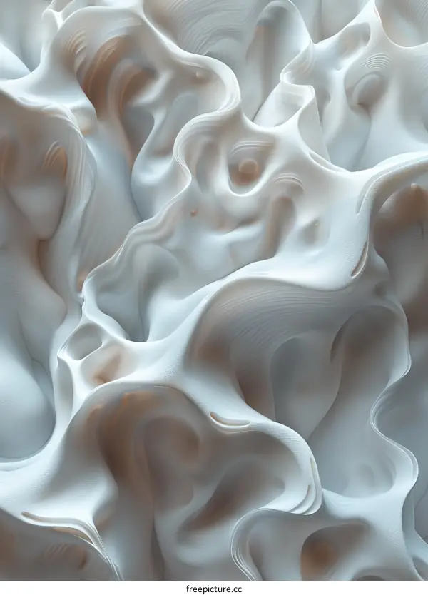Abstract Fluid Forms in Light Gray
