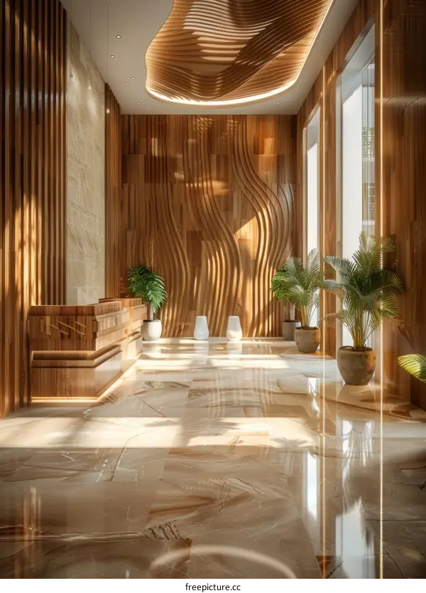 Modern Wooden Lobby Interior Design