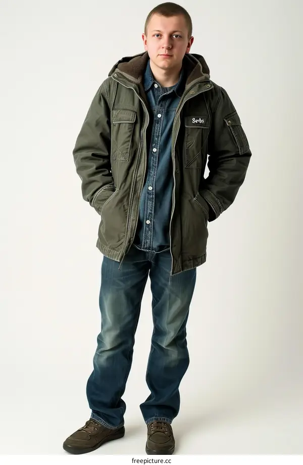 Portrait of a young man in a green jacket