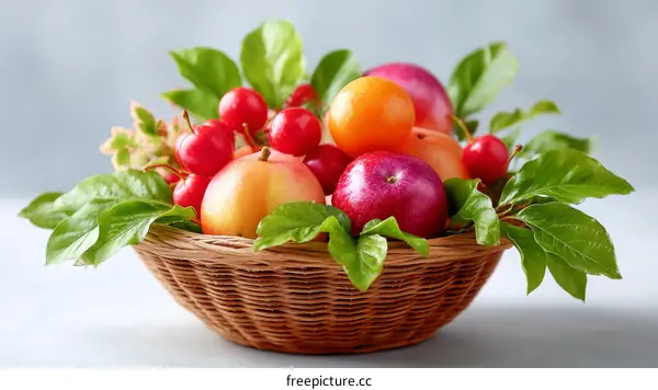 Colorful Fruits in a Wicker Basket