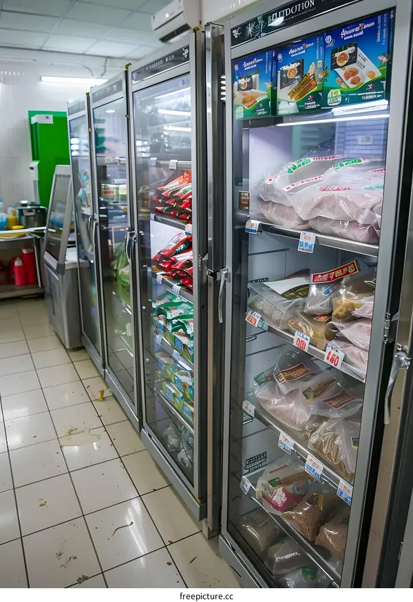 Refrigerated Food Display in a Retail Store
