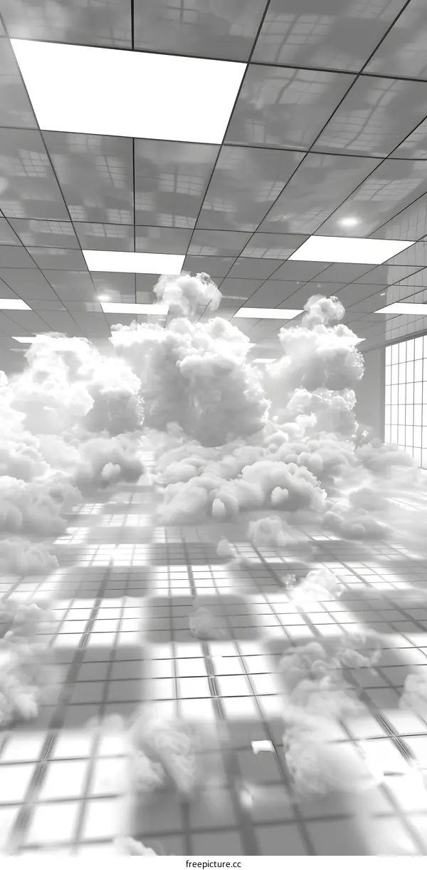 White Clouds Inside a Modern Building