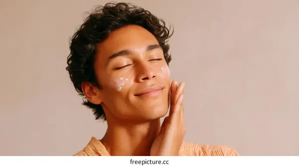 Man Applying Sunscreen on Face Closeup