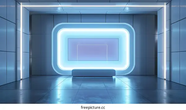 Blue and white futuristic room