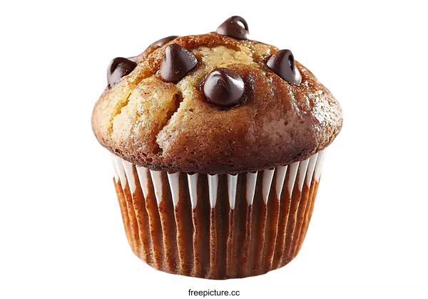 [Transparent Background PNG]Close-up Delicious Chocolate Chip Muffin