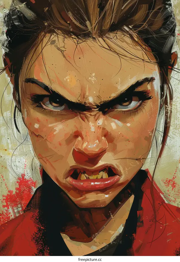 portrait of a fierce looking woman