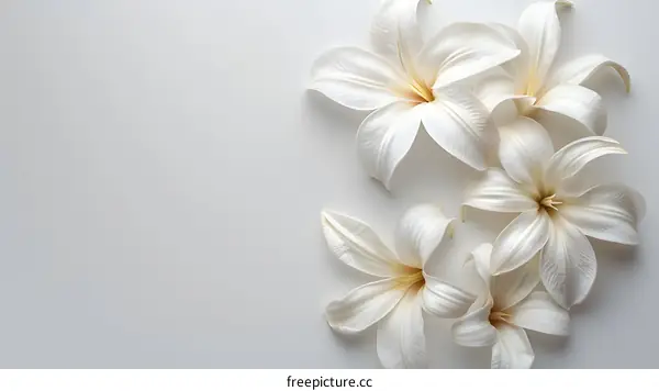 White lilies on a white background