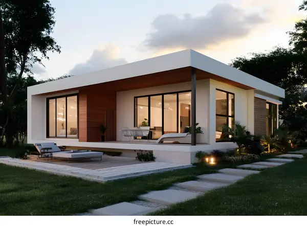 Modern Minimalist House with Patio and Landscaping