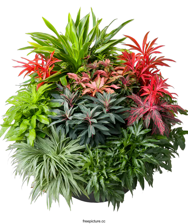 [Transparent Background PNG]Assortment of Tropical Plants in a Pot