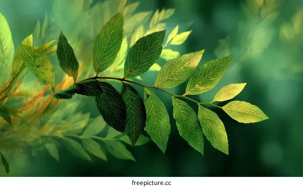 Closeup of Fresh Green Leaves on Branch