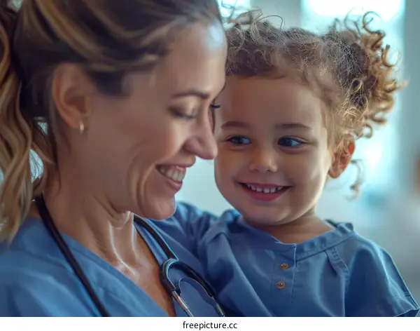 Little girl smiling with a doctor