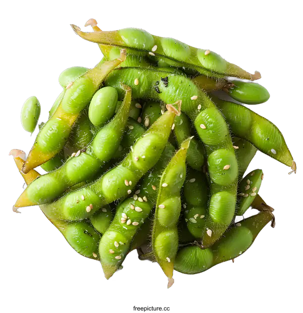 [Transparent Background PNG]Green soybeans scattered on a white background