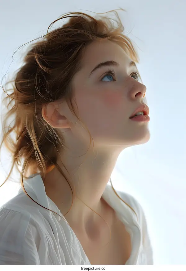 portrait of a young girl with freckles and red hair