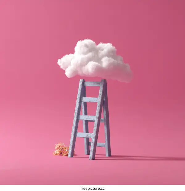 Cloud Ladder Minimalist Illustration