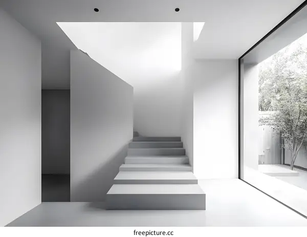 Modern Concrete Staircase in Minimalist Interior Design