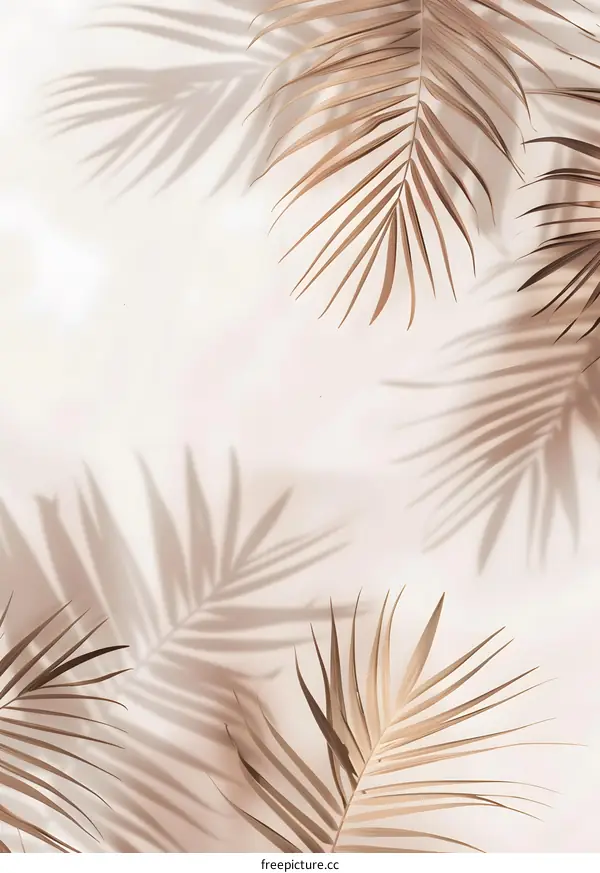 Palm Leaf Shadows On White Background