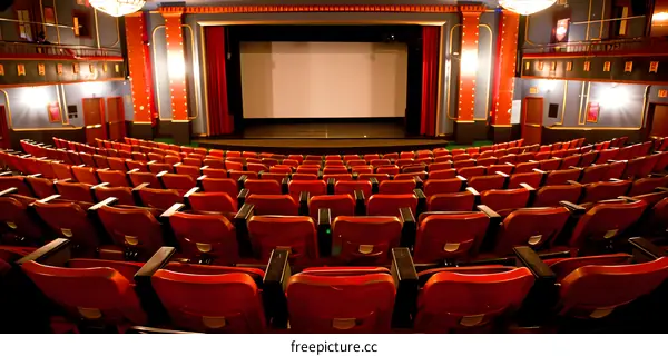 Empty Red Seats in a Movie Theater