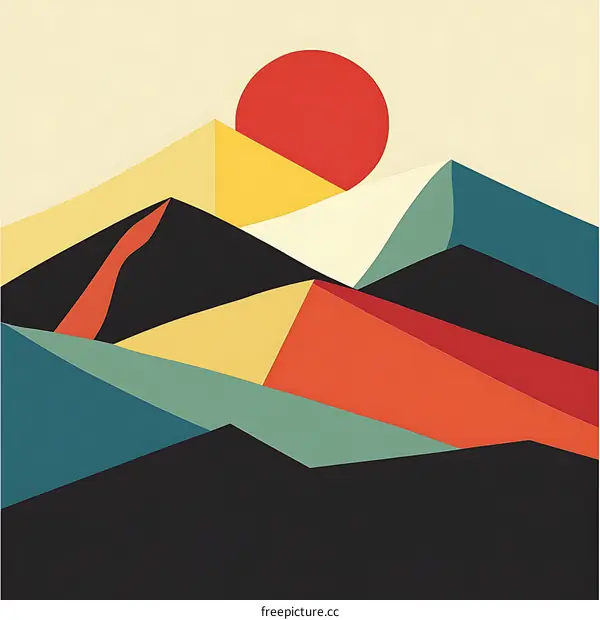 Abstract Geometric Mountain Landscape Illustration