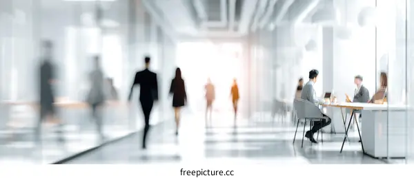 Modern Office Corridor with Business People