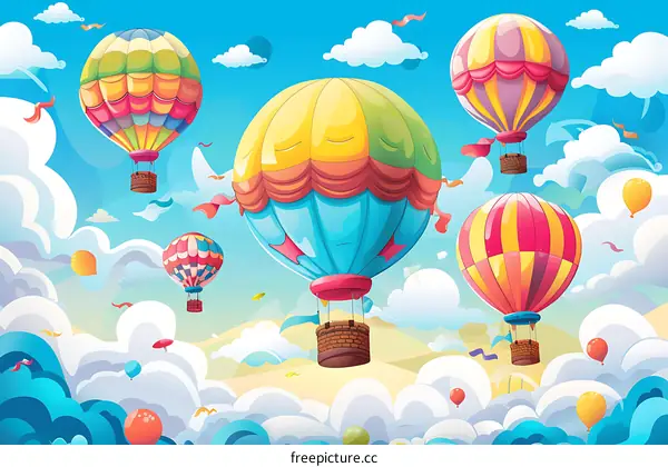 Colorful Hot Air Balloons Flying in the Sky