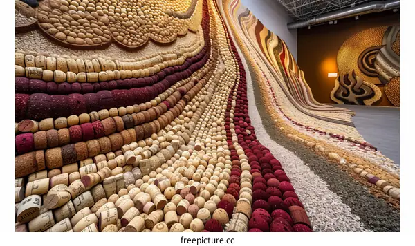 A large-scale artwork made of recycled materials