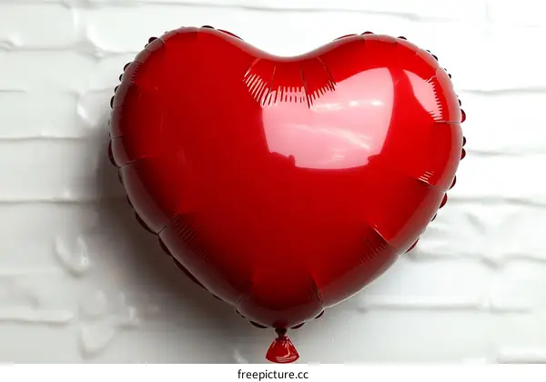 Red Heart-Shaped Foil Balloon on White Background