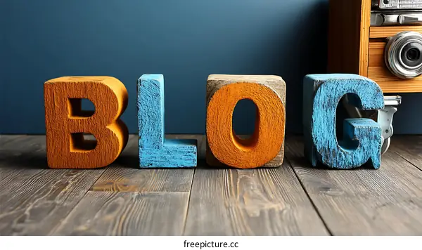 Colorful Wooden Block Letters Spelling BLOG