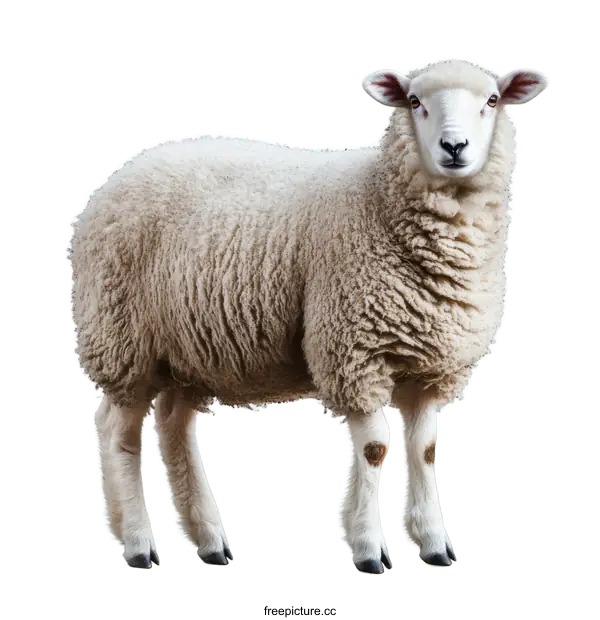 [Transparent Background PNG]Adorable Sheep Portrait Against White Background