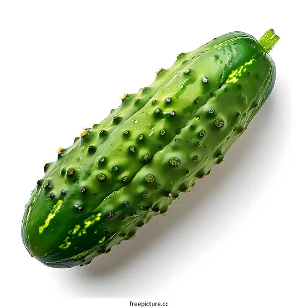 A single cucumber on a white background