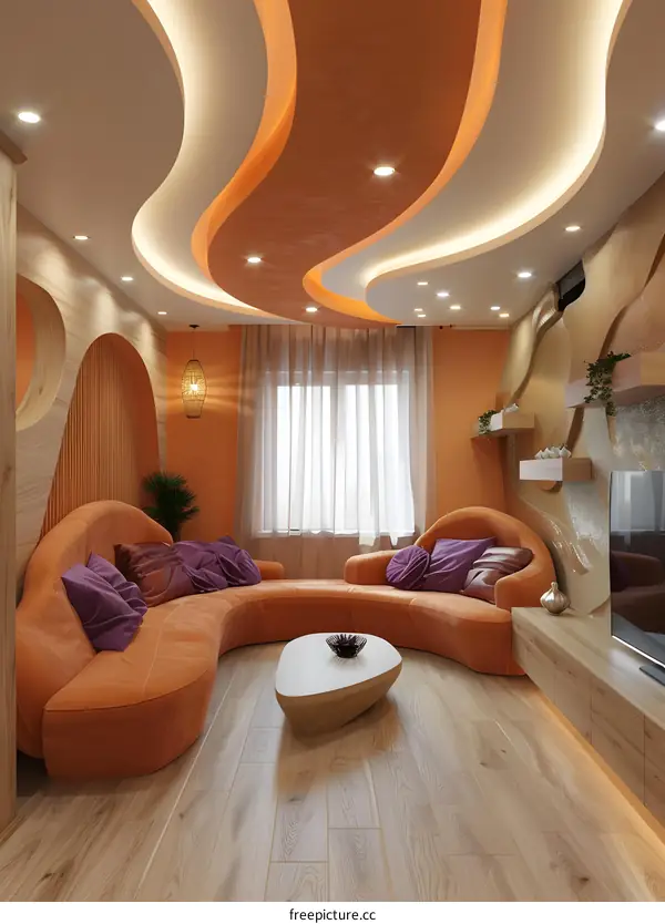 Orange living room interior design