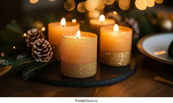 Golden Candles Festive Christmas Decor