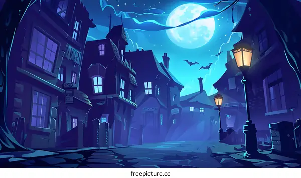 Spooky Halloween Night in a  Medieval Town