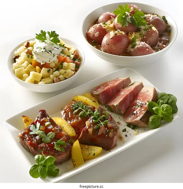 Steak Dinner with Potatoes and Salad