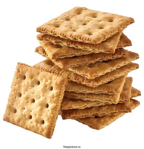 [Transparent Background PNG]A stack of square crackers on white background