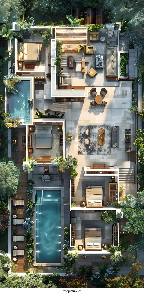 俯瞰热带雨林的豪华别墅