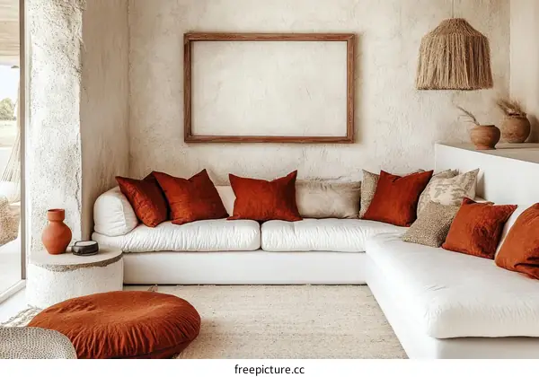 Modern Minimalist Living Room with Rustic Accents