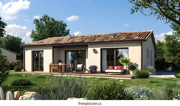 Modern House with Patio and Garden