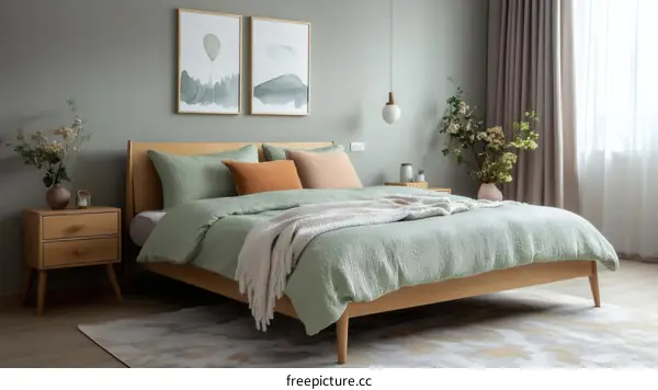 Modern Bedroom Interior Design with Soft Green Accents